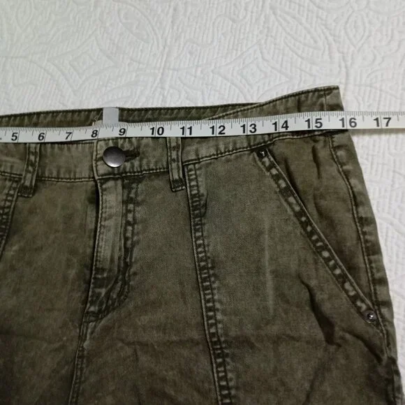 Ecote 100% Cotton Olive Green Cargo Pants With Zippers Size 28 Womens - Picture 10 of 12